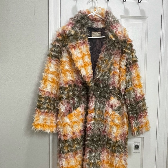 Free People Cardi Plaid Faux Fur Women's Coat - Picture 3 of 12